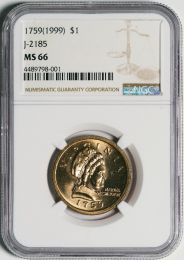 (1999) '1759' Martha Washington Dollar, J-2185 -- NGC MS66