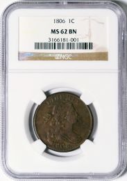1806 Draped Bust Cent. -- NGC MS62 BN