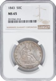 1843 Seated Liberty Half Dollar -- NGC MS65