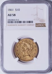 1861 $10 Liberty -- NGC AU58