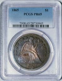 1865 Liberty Seated Dollar -- PCGS PR65