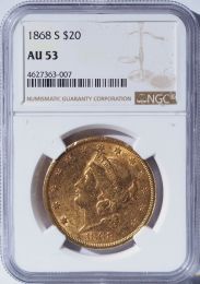 1868-S $20 Liberty -- NGC AU53