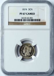 1874 Three Cent Nickel -- NGC PF67 Cameo