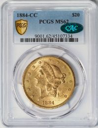 1884-CC $20 Liberty -- PCGS MS62 CAC