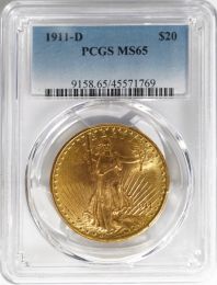 1911-D $20 Saint Gaudens - PCGS MS65