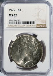 1925-S Peace Dollar -- NGC MS62