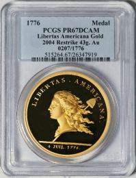 1776 Libertas Americana Gold Medal (2004 Restrike) -- PCGS PR67DCAM